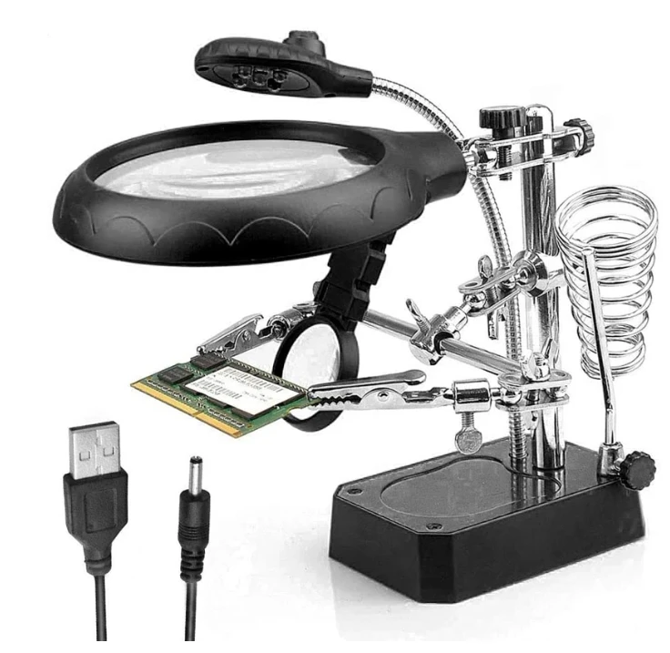 Desktop welding table fixture, soldering iron holder, mobile phone maintenance circuit board welding work table lamp