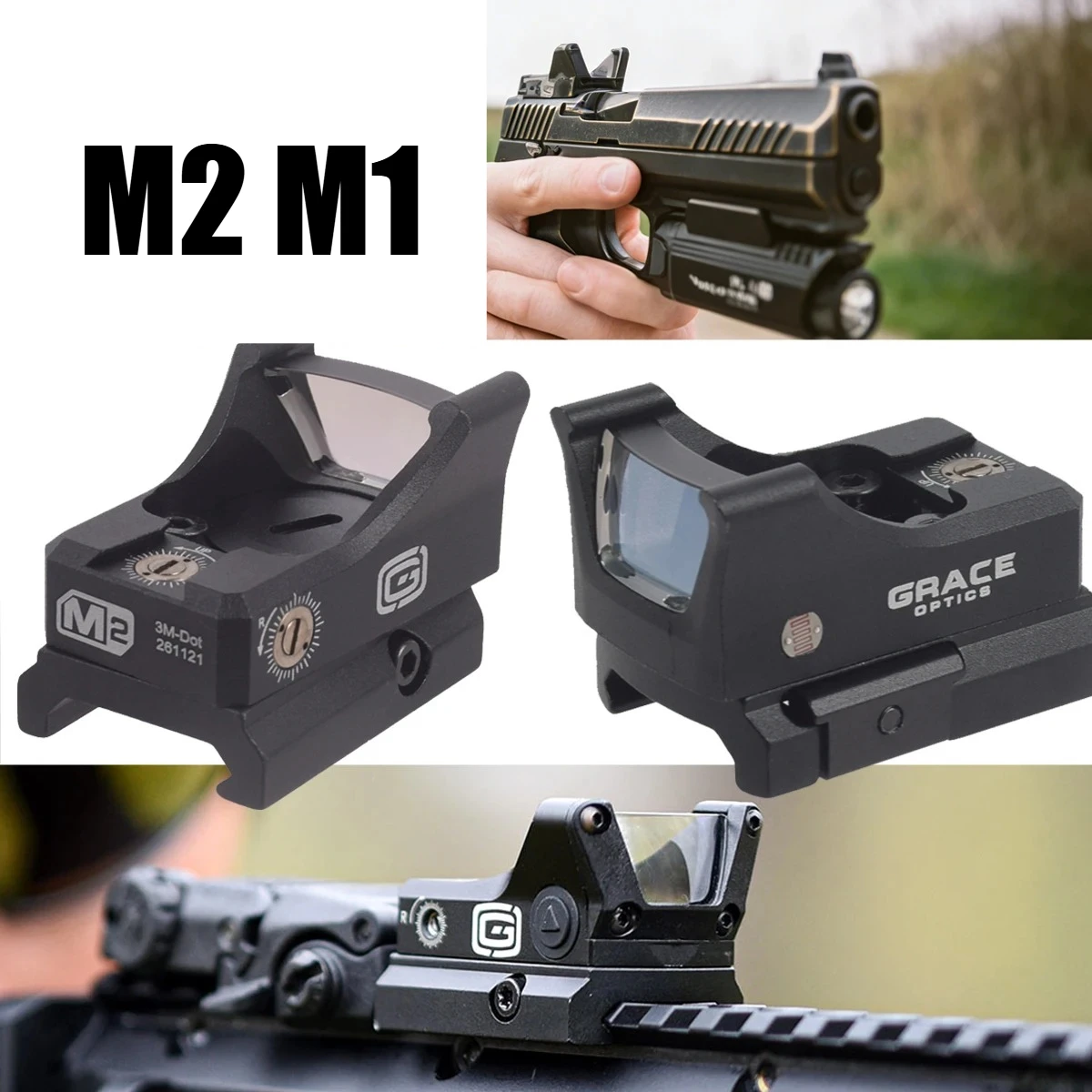 

Tactical Topless Gracer M2 M1 Red Dot Sight for Glock Series Green Optics Scope Fit 20mm Picatinny Rail Mount with Cover