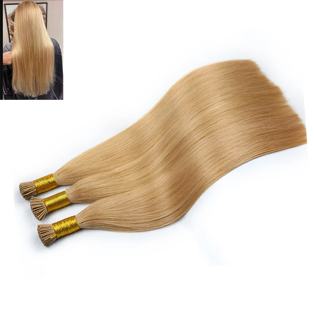 I تلميح وصلات شعر طبيعية مستقيمة شعر بشري حقيقي 50 جرام/الحزمة شعر الكيراتين 18-24 بوصة