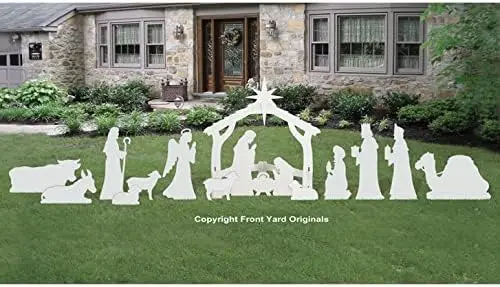 Complete Medium White Outdoor Nativity Scene