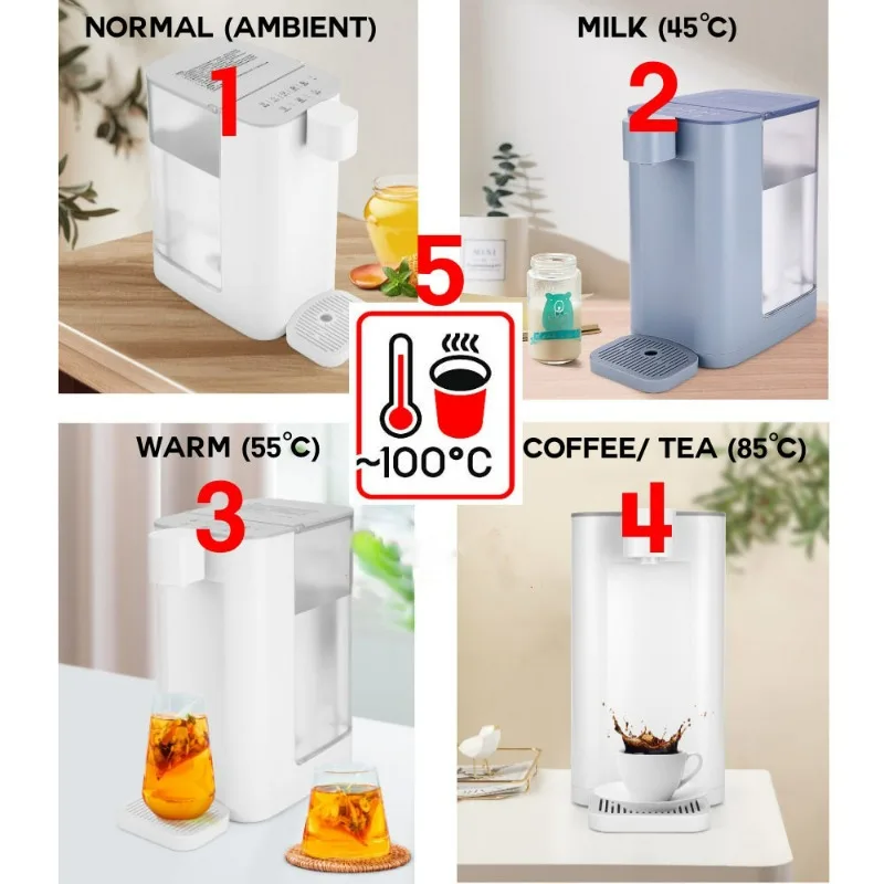 110V Smart Touch Instant Hot Water Dispenser 3s Fast Heating Temp Adjustable Desktop Mini Thermostatic Tea Maker