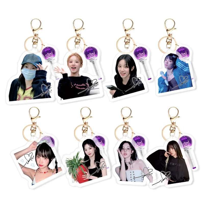 Kpop GIDLE Keychain para meninas, chaveiro acrílico, decoração de pingente de saco, coreano Girl Group, MIYEON MINNIE, SOYEON, YUQI, SHUHUA