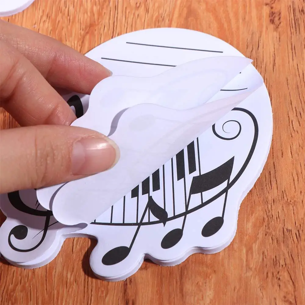 10Pcs/Set Self-adhesive Music Note Sticky Notes Smooth Writing Various Music Shapes Music-themed Notepads 30 Sheets/Book