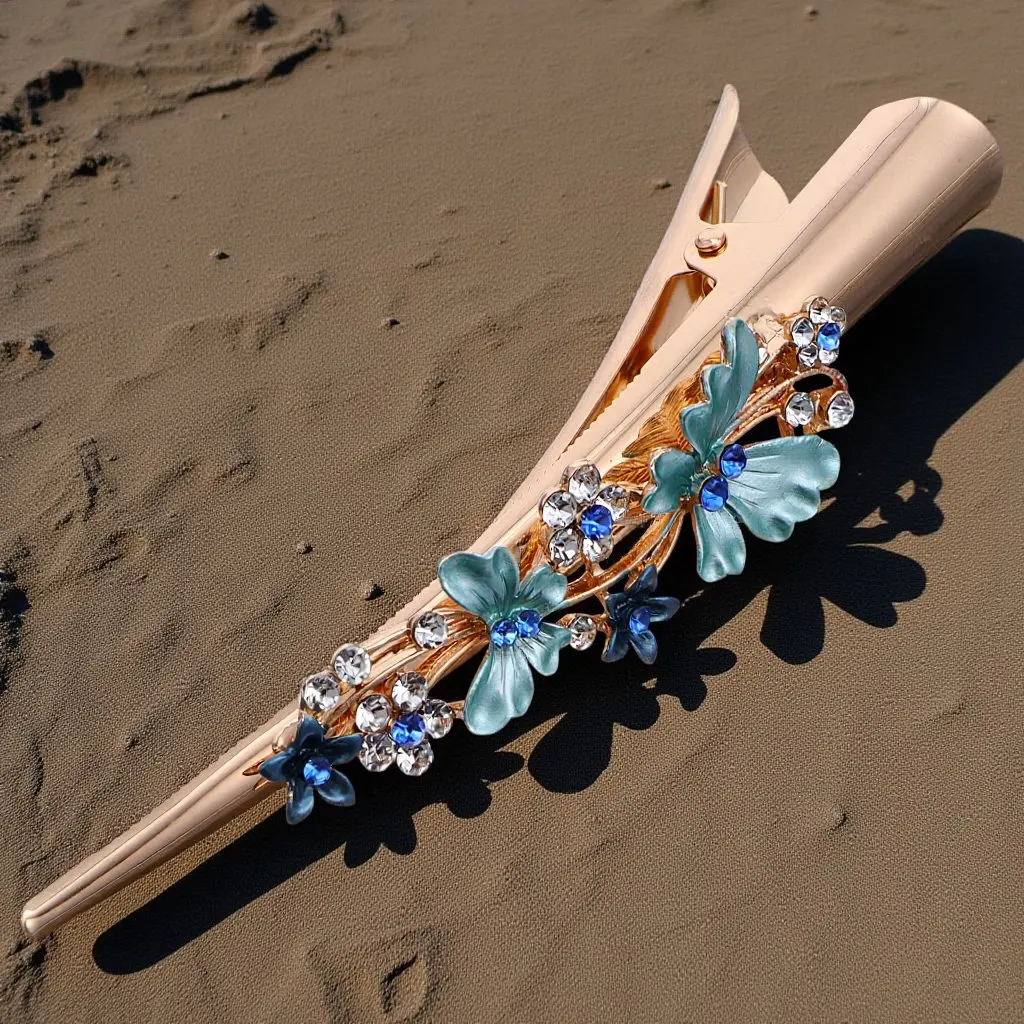 

Alloy Metal Duckbill Hair Clip Large Flower Design Barrette for Women Elegant Hair Accessory Decorative Clip for Travel Party