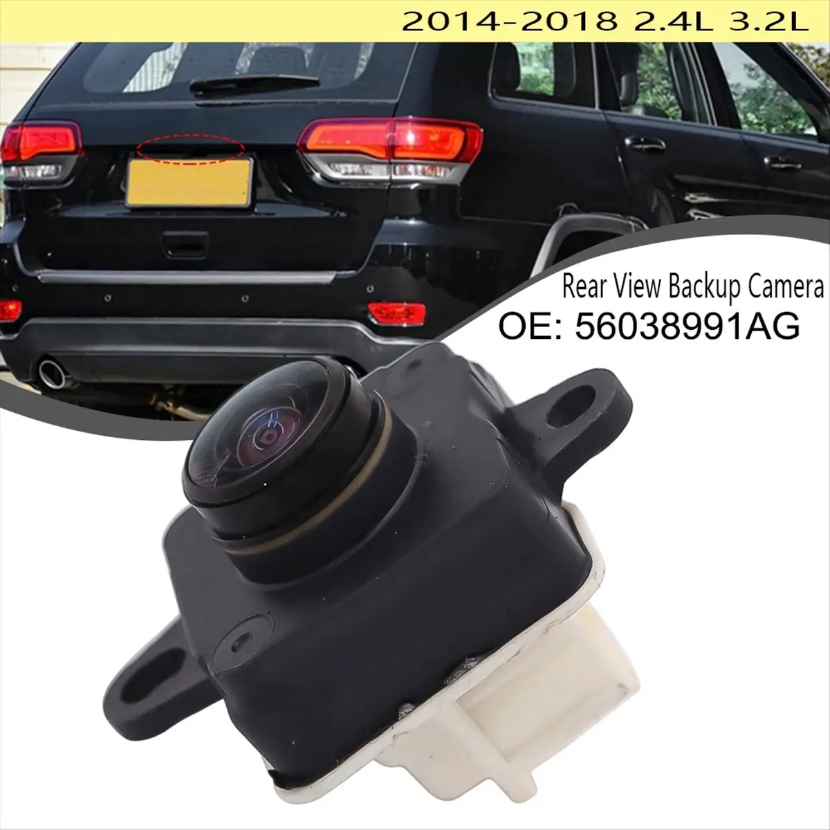 #45W Rear View Backup Camera for Jeep Cherokee 2014-2018 2.4L 56038991AG,Rear View Backup Camera,(plastic)