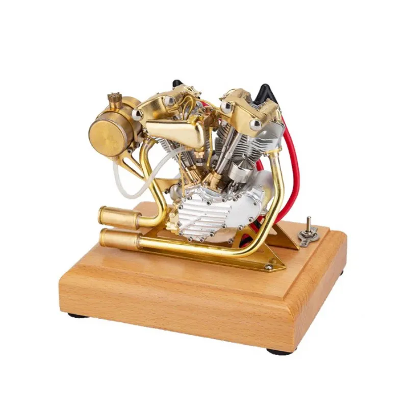 V2 Engine Model Four Stroke Locomotive Engine Movable Mechanical Model
