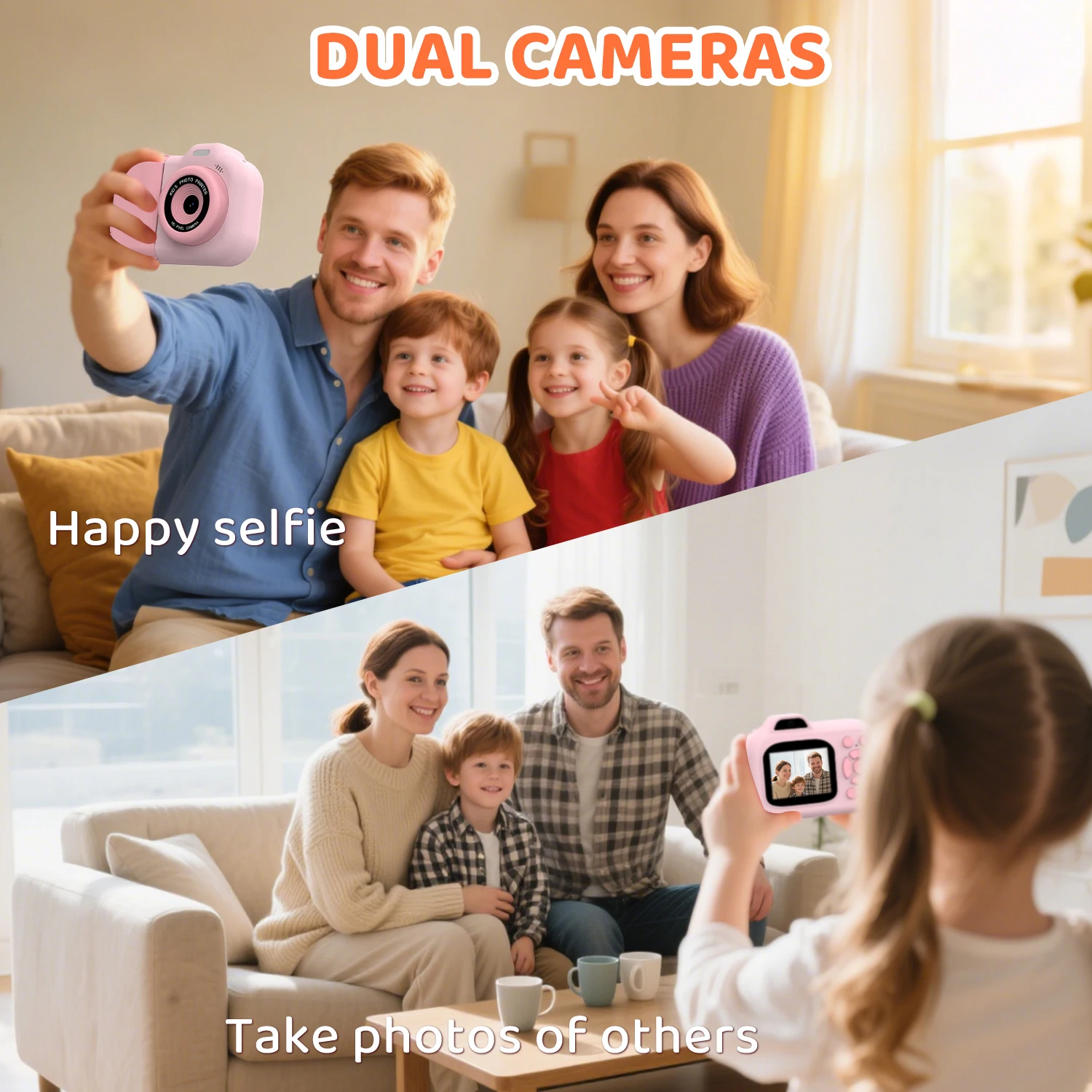 Appareil photo numérique pour enfants, impression instantanée 1080P HD, double objectif, Selfie, avec autocollants en papier imprimé, stylos et carte 32G, jouets cadeaux de noël