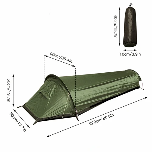 Imagen 2 del producto Tienda de campaña portátil para viaje en coche, saco de dormir ultraligero para una sola persona, impermeable, para senderismo