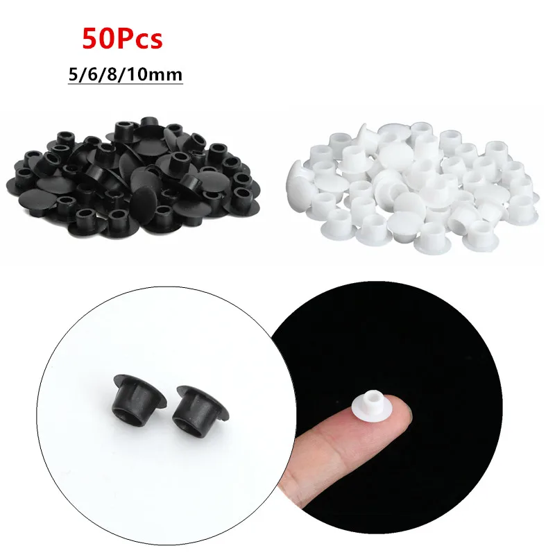 50Pcs Furniture Hole Covers Protection Screw Caps 5/6/8/10mm Plastic Hole Plugs for Chair Cabinet Cupboard Shelf Hardware