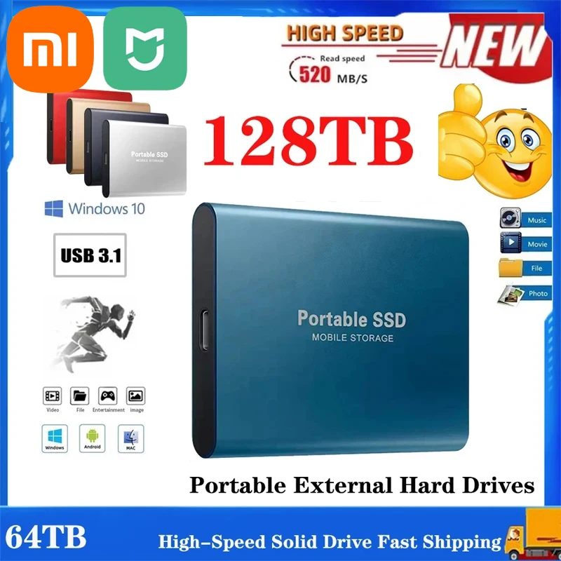 

Xiaomi Mijia Portable 128TB 64TB SSD External Moblie Hard Drive High Speed 16TB 8TB Hard Disk for Desktop Mobile Laptop Comp