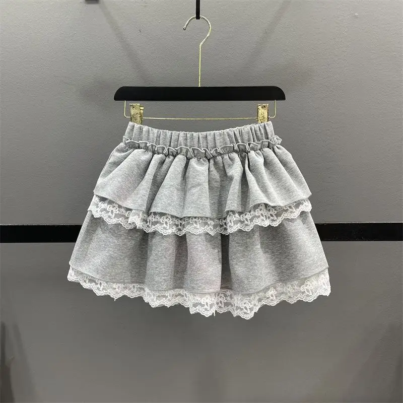 Women's Lace Cake Short Skirt Gray A Word Sports Skirt