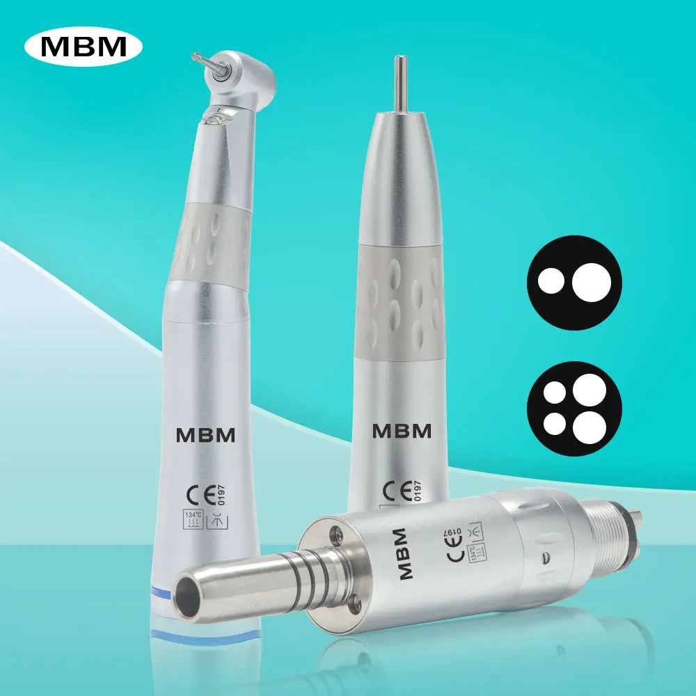 Kit dental de baixa velocidade Handpiece com luz LED Spray interno de água Contra Angle Handpiece Reto com motor de ar Ferramenta Dentista