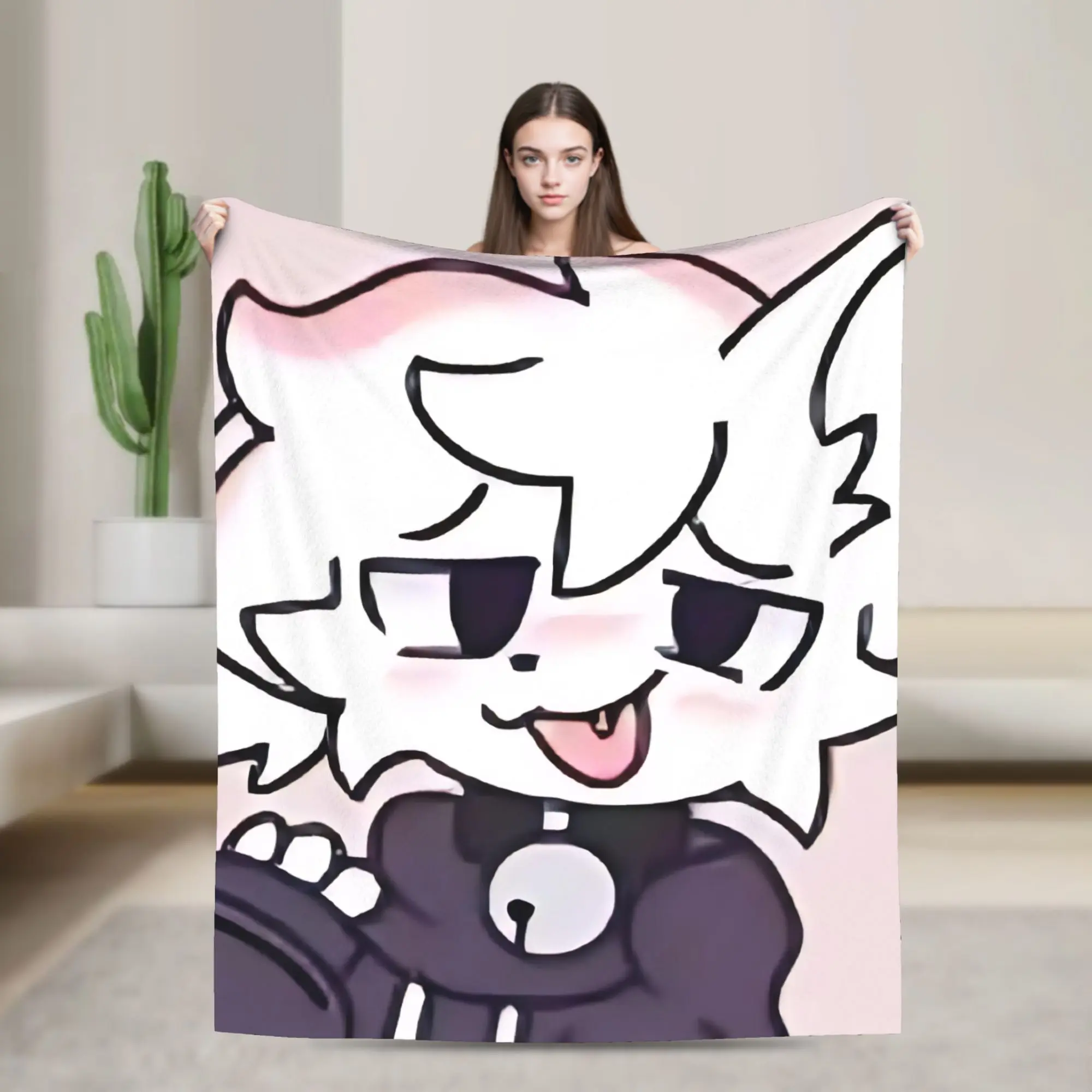 

Boykisser Blanket Flannel Cat Warm Throw Blankets for Airplane Travel Bedspread