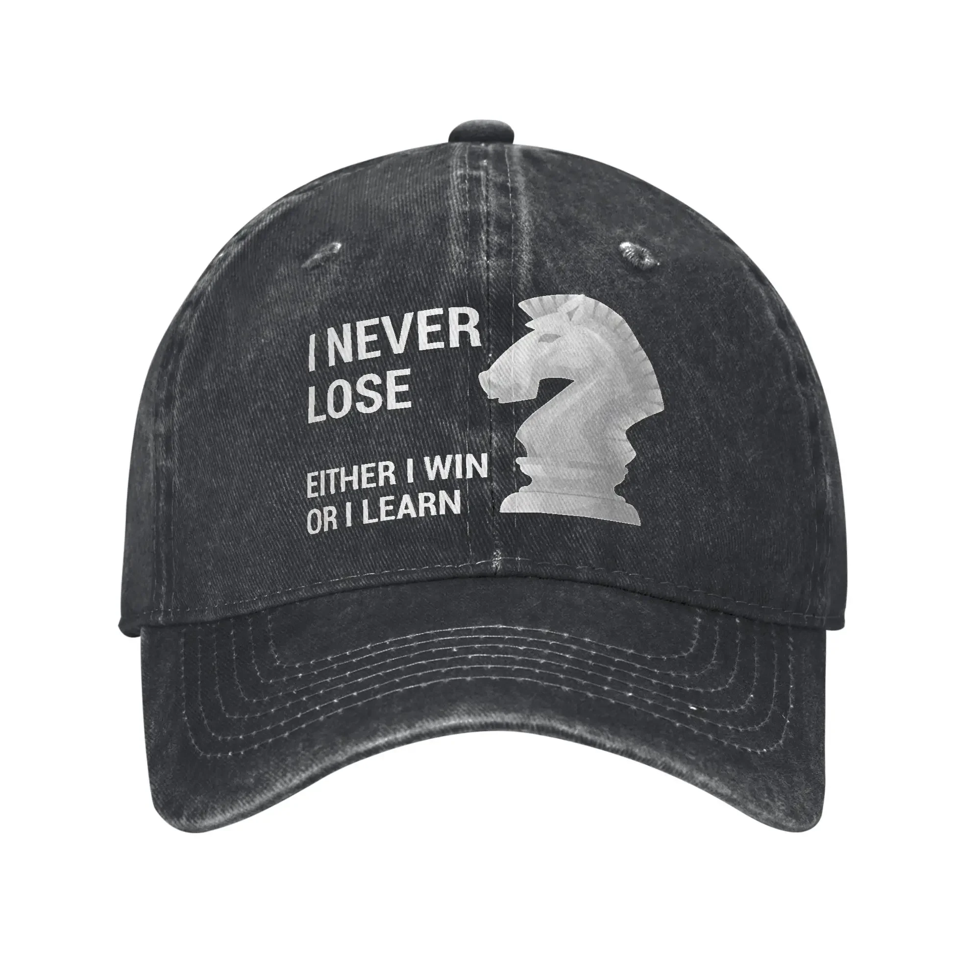 Unisex I Never Lose Either I Win Or I Learn Cap Merch Baseball Caps Vintage Chess Lovers Snapback Hat Adjustable