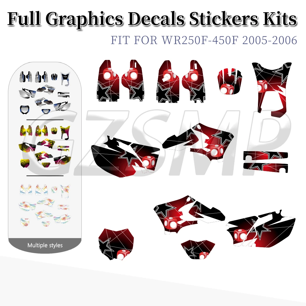 

Motocross Deco Sticker Fit for Yamaha WR250F WR450F WR 450F 2005F 2005 2006 Full Graphics Backgrounds Decal Kit
