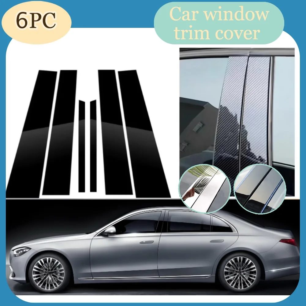 

6PCS Gloss Black Pillar Posts Silver Fit For Mercedes-Benz S Class W223 2021~2024 Window Decor Door Side Mouliding Trim Cover