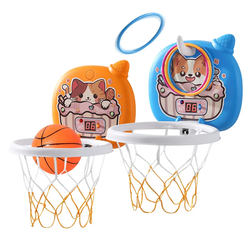 Marco de baloncesto para niños, estante colgante para pelotas de bebé, juguetes interactivos para padres e hijos sin perforar, regalo