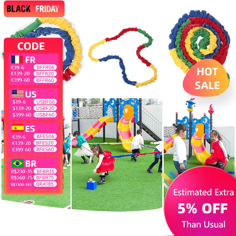 Southeast Northwest Running Kids Game Kindergarten Outdoor Team Cooperation Sport Toys Training Equipment Elasticity Rope Loop