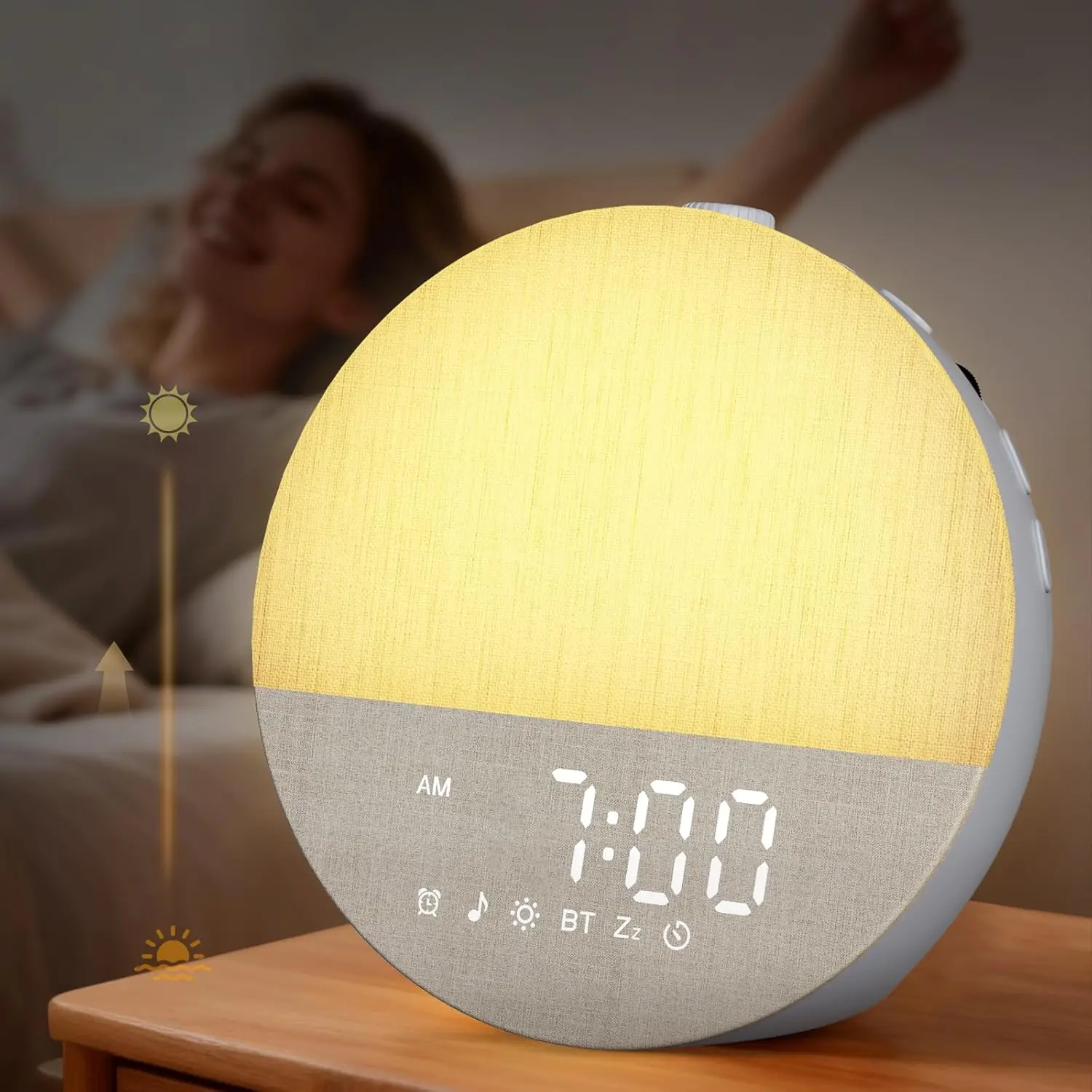 

Sunrise Alarm Clock with White Noise & Bluetooth: 30 Sounds, Gradual Wake-Up Light for Heavy Sleepers