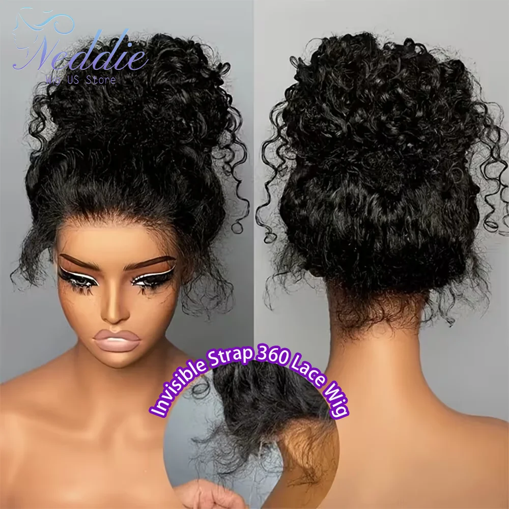 

220% Density Deep Wave 360 Full Lace Front Wig 13x6 Hd Lace Frontal Wig Brazilian Natural Color Curly Human Hair Wig Pre Plucked