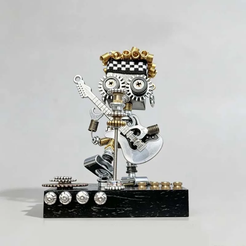 Original Hand‑Assembled Steampunk Guitar Player Robot Statue High‑End Niche Craft for Guitarists & Music Students Desktop Decor