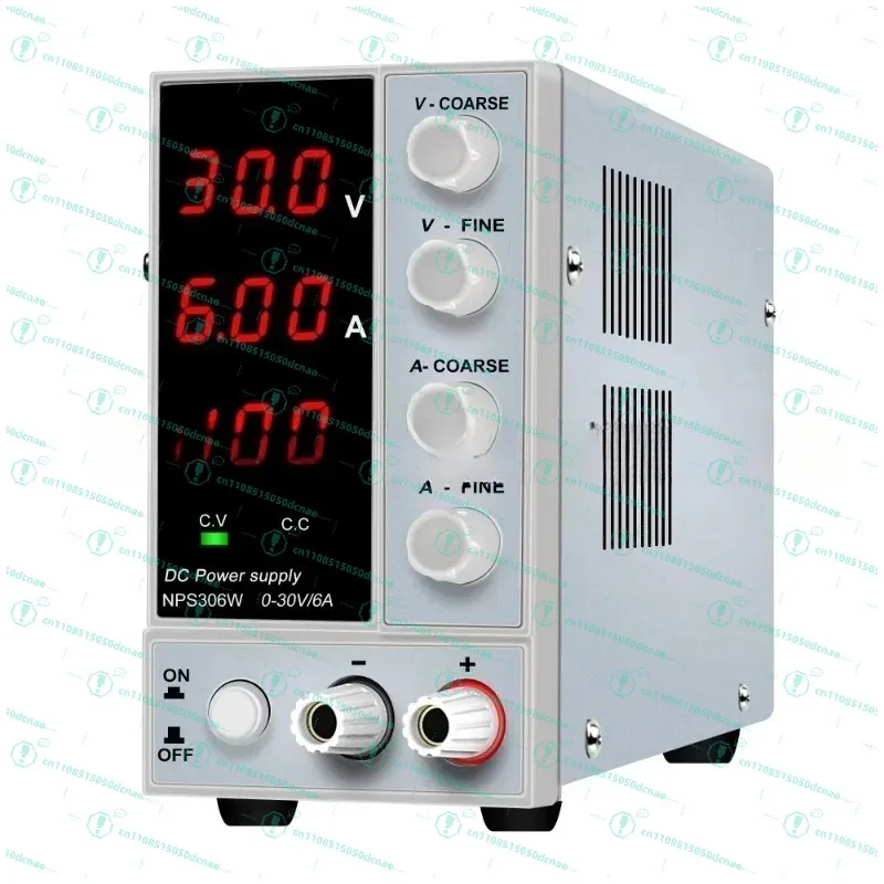 Fuente de Alimentación Ajustable de CC para Escritorio, LED de 3 Dígitos, 30V 6A, Mantenimiento, Laboratorio, Diseño NPS306W