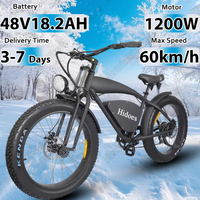 1200W Motor Electric Bike 48V18.2AH Battery Retro Electric Motorcycle Mountain Electric Bicycle 26*4 Inch Fat Tire Adult E Bike