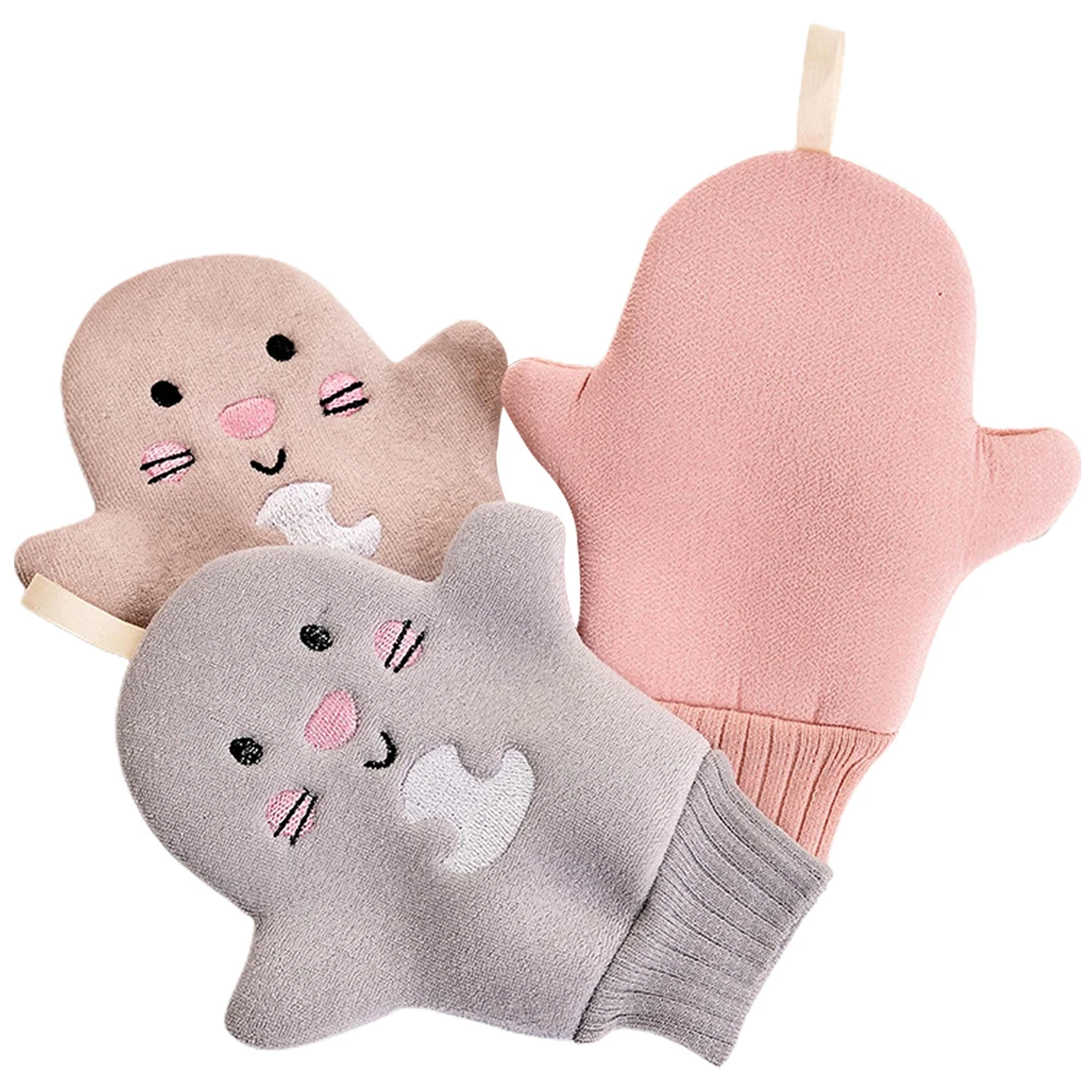 

3pcs Exfoliating Mitts Bath Gloves Viscose Fiber Sponge Remove Dead Skin Deep Clean Korean Scrub Cloth Unisex Washcloths Cartoon