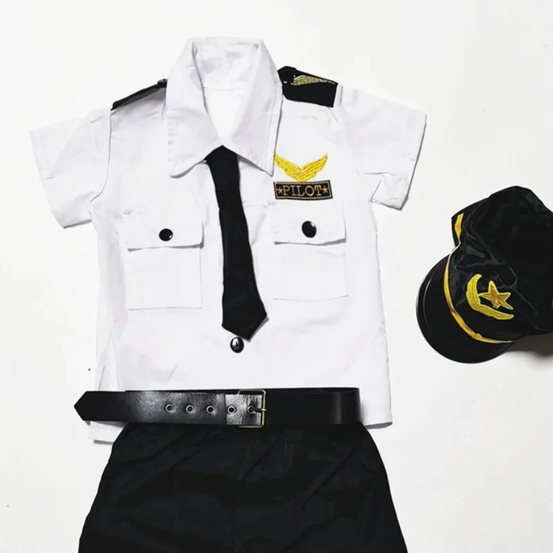 Children\'s Performance Clothing Kindergarten Activities Pilot Uniform Cosplay Dress As The Captain of The Plane Party