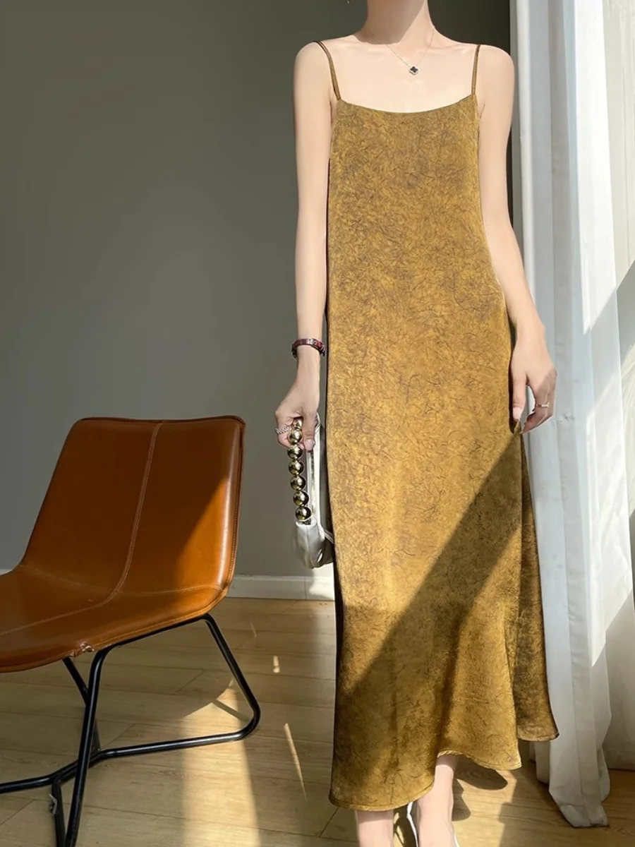 الراقية قزحي الألوان الرمال الحمضية الساتان طويل الدكتور المرأة قابل للتعديل نمط Cra Xiangyun الحرير الصينية الجديدة Sle قطعة واحدة D... #5