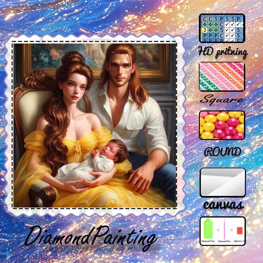 

1 piece - 5D-DIY - Flocking cloth - Special drill - Diamond painting set - Family warmth - Mosaic - Diamond art