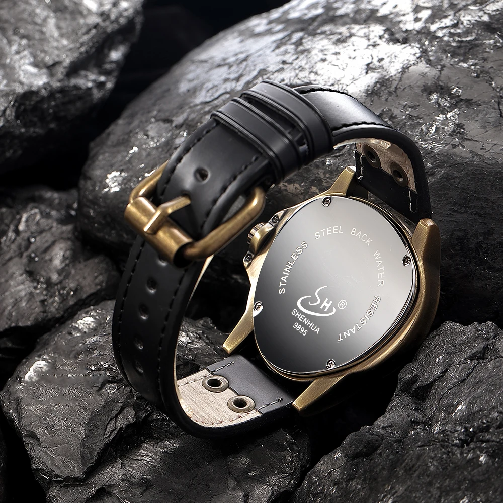 ساعة ميكانيكية رجالية مثلثة أنيقة جديدة كاجوال من البرونز ساعة ميكانيكية أوتوماتيكية كلاسيكية