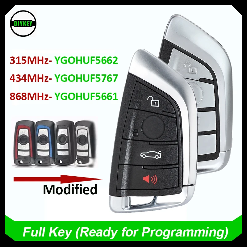 

DIYKEY Modified Smart Remote key Fob 315MHz YGOHUF5662, 433MHz YGOHUF5767, 868MHz YGOHUF5661 PCF7945 for BMW F Series CAS4+/FEM