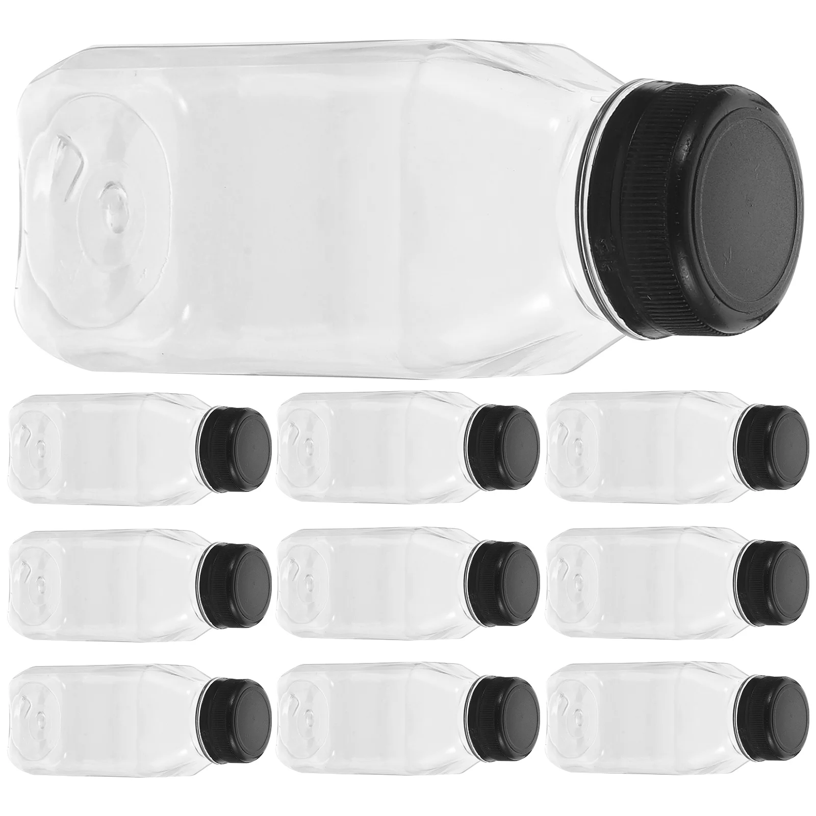 

10 Pcs 250ml Transparent Juice Bottles Plastic Drink Containers Clear Empty Lotion Bottles With Caps Reusable Beverages Storage