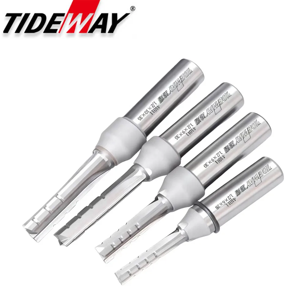 Tideway 1/2 Shank 3 Flutes Cutting Straight Router Bit TCT Cutters Woodworking CNC Trimming Slot Bits Milling Cutter for Wood