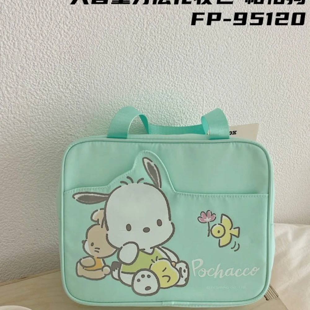 MINISO Sanrio Cute Exquisite Packaging Toiletry Bag Handle Cartoon My Melody Cinnamoroll Kuromi Hello Kitty Gift Large Capacity