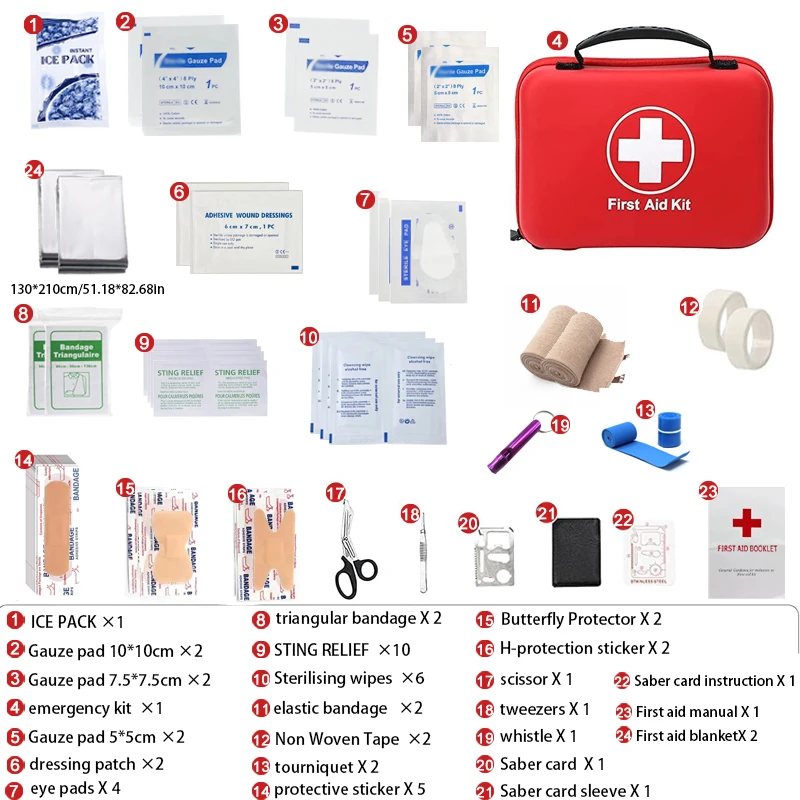 38pcs essential first aid kit for home, camping and hiking, suitable for home, camping, hiking, travel, first aid medical kit