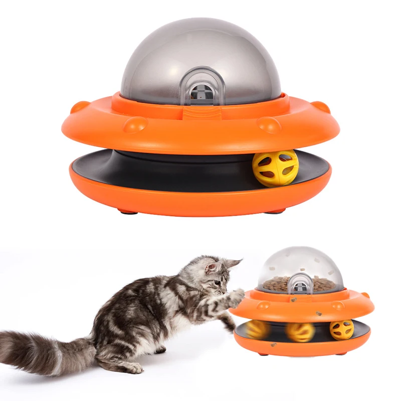 

New Pet Leaky Toy Electric Cat Dog Bell Ball Flying Saucer Puzzle Hidden Food Automatic Feeder