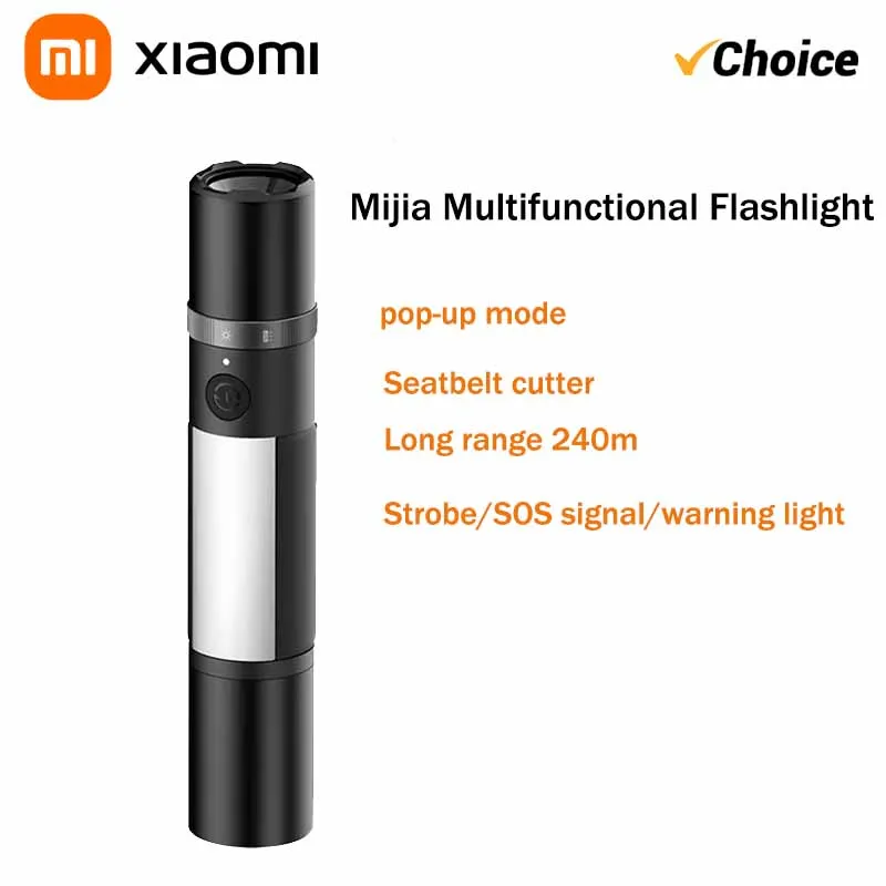 

MIJIA Multifunctional Flashlight，1000 Lumens Glare，Multi-function Side Lights, Pop-up Window Breaker, Seat Belt Cutter