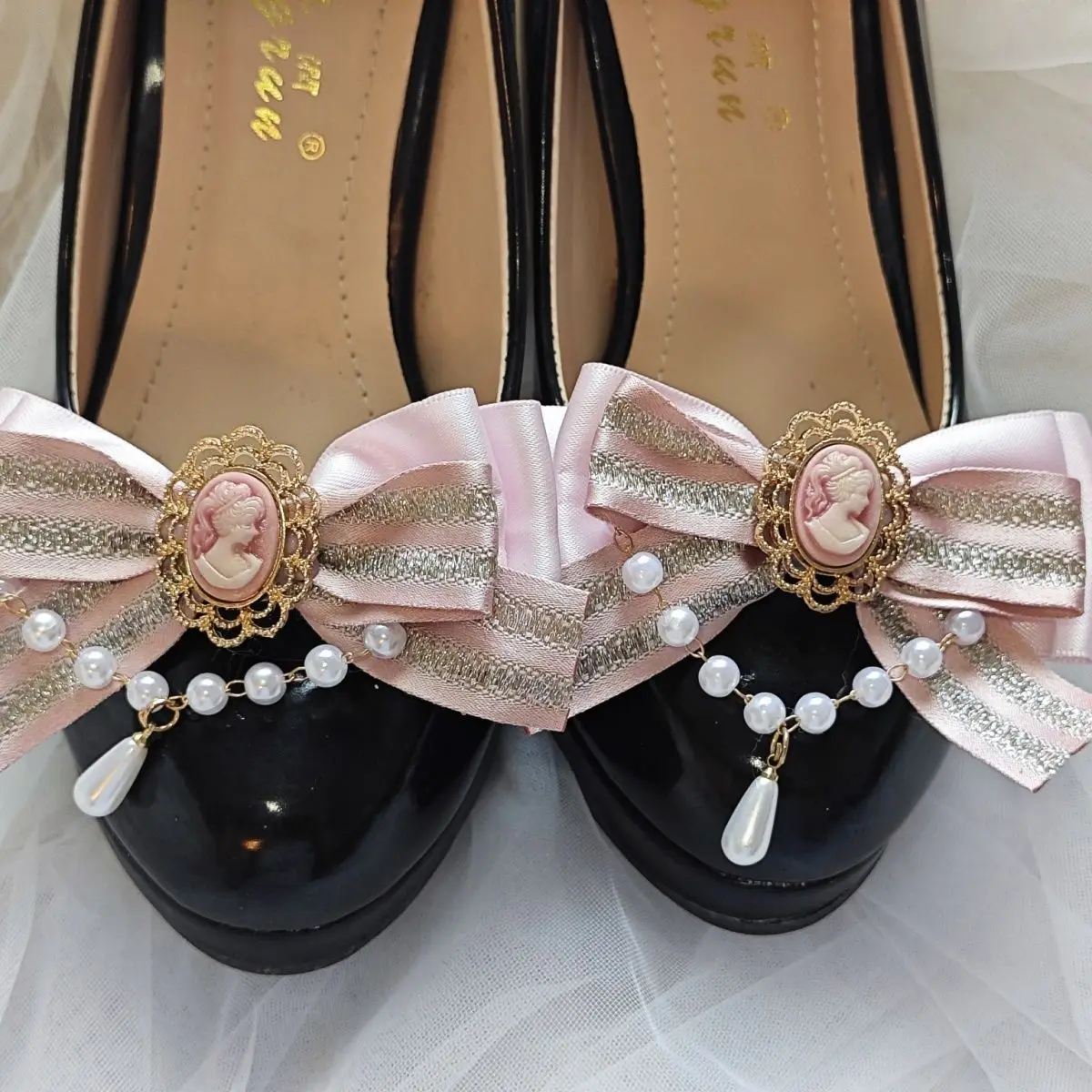 Lolita Gothic Bows for Shoes Y2k Pink Buckle for Shoes Decorative Horseshoes Ornaments for Women's Shoes Boot Charms