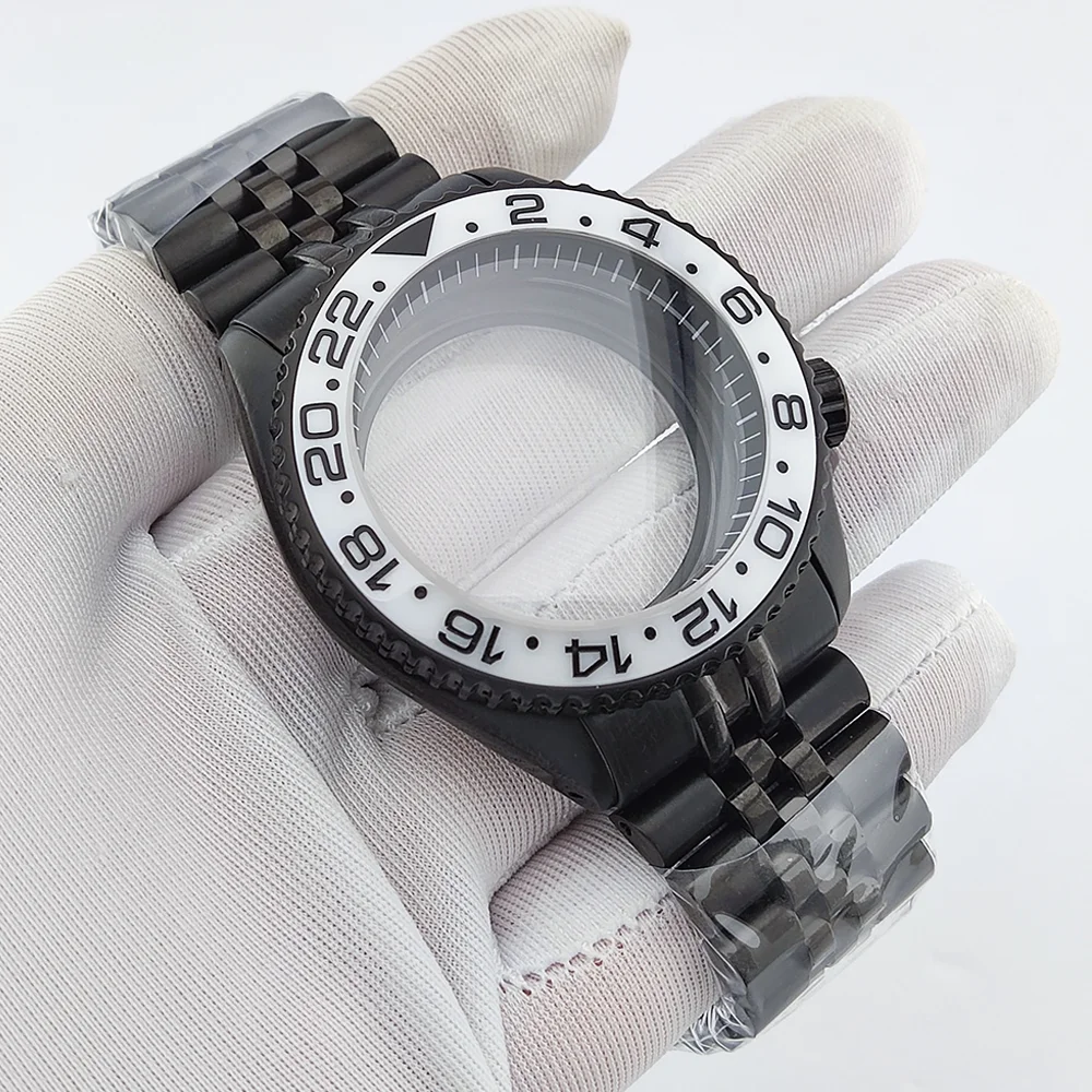 41 مللي متر حافظة NH35 حافظة سوداء SKX007 حافظة من زجاج الياقوت مقاومة للماء مناسبة لعلبة 28.5 مللي متر حافظة ساعة رجالية فاخرة