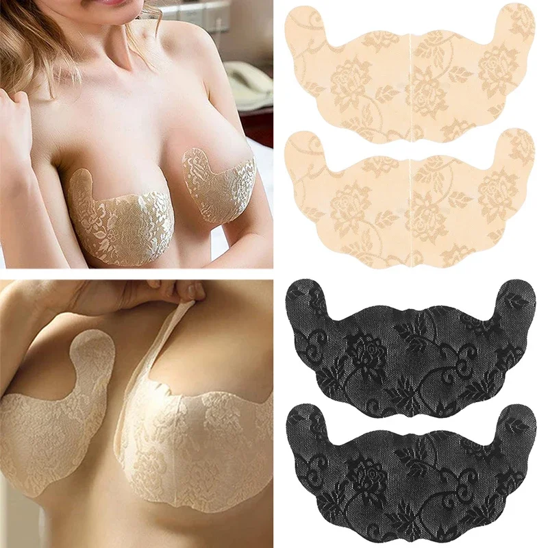 2 paia di adesivi Push-Up per reggiseno Plus Size reggiseno senza spalline autoadesivo per donna reggiseno invisibile per sollevamento del seno Stick Gel a forma di U