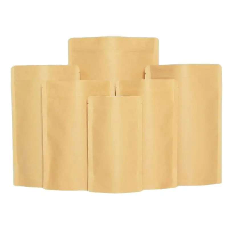 

Kraft Paper Bag Brown Stand Up Package Bag ,small size Self-sealing Food Lined With Aluminum Foil Zipper Bag Nut Storage Pouches