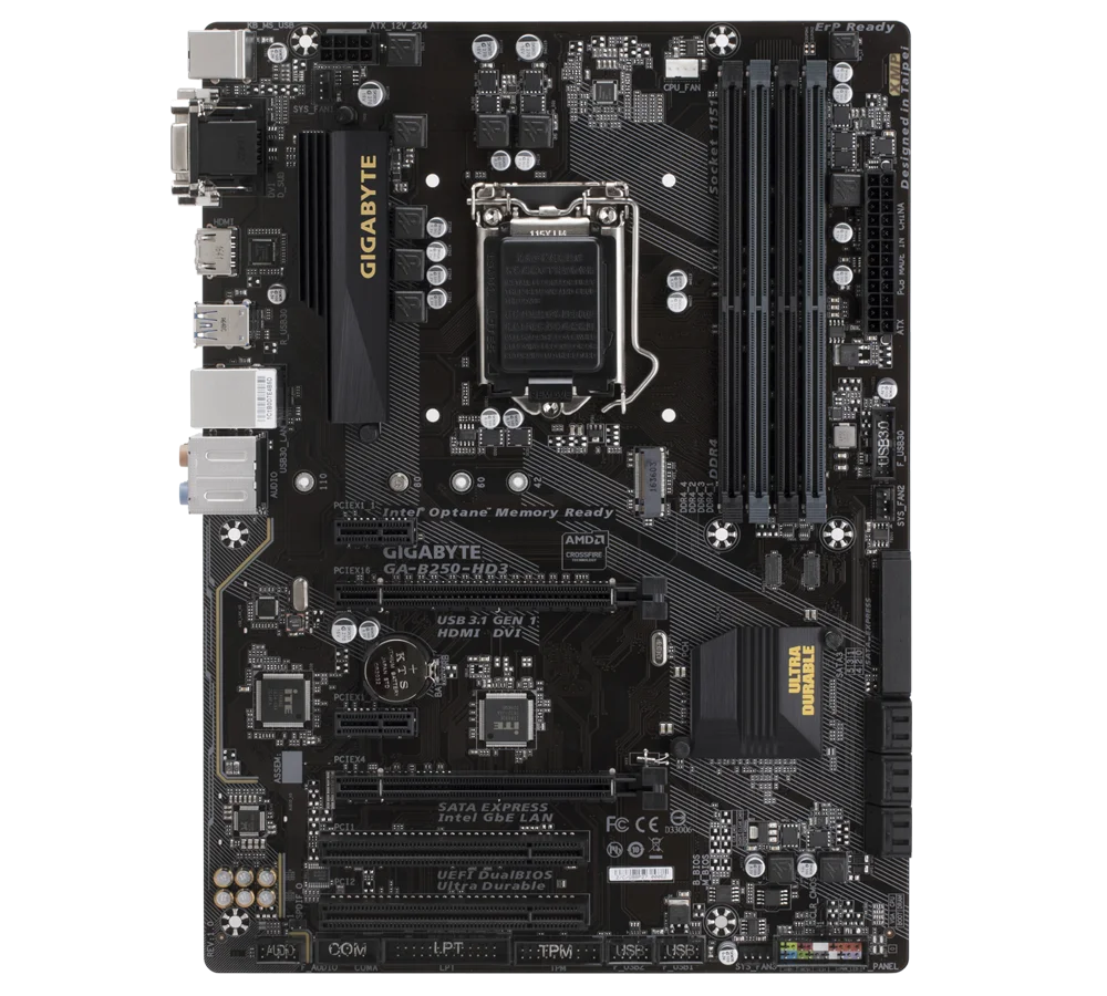NUOVA scheda madre desktop Gigabyte B250 HD3 LGA 1151 Supporto 6a/7a generazione i7 i5 i3 DDR4 64 GB M.2 SSD