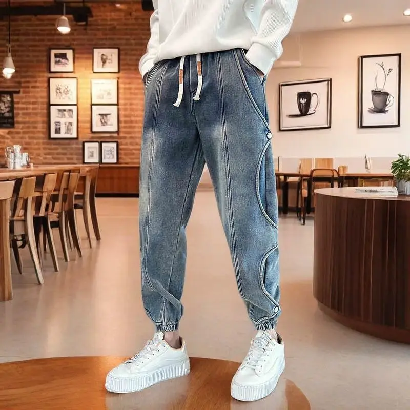 

Роскошные синие джинсы, мужские высококачественные брендовые красивые модные брюки Харлан, свободные повседневные леггинсы, брюки для мужчин