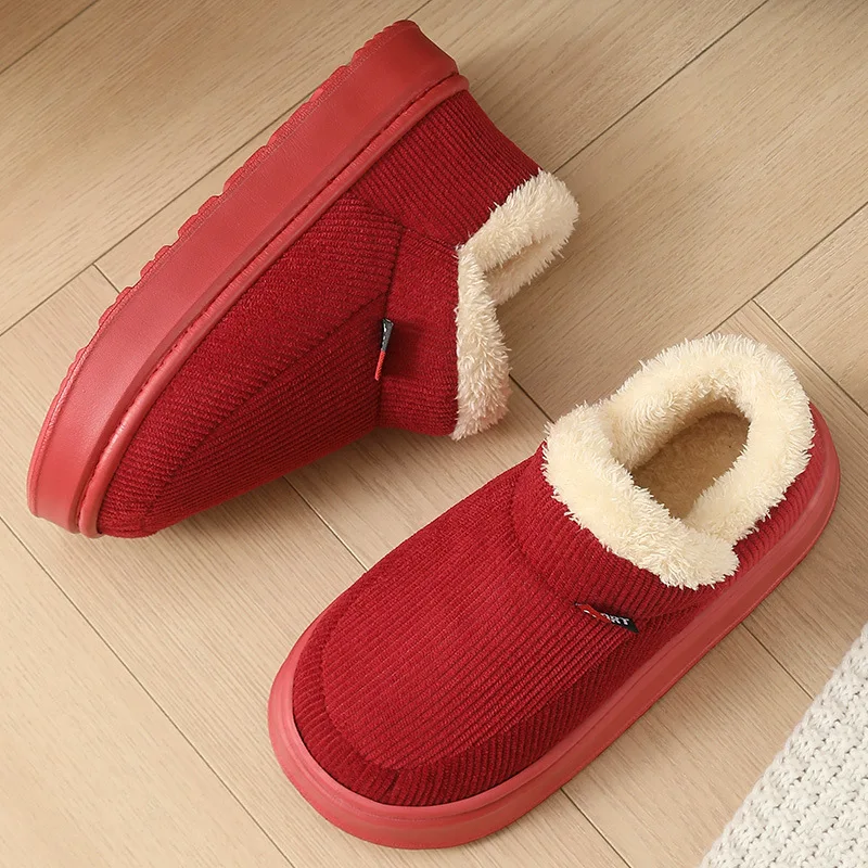 Unisex Winter-Plüsch-Schneestiefel mit Warmer Dicker Sohle für Innen- und Außenbereich Rutschfeste Hausschuhe – Detail 16