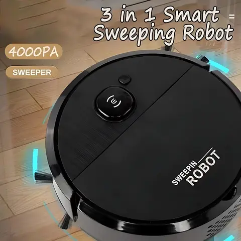 3-in-1 Robot Vacuum Cleaner 4000Pa Strong Suction Smart Sweeping Mopping Robot for Home Floor Dust Pet Hair Quiet Auto Cleaning