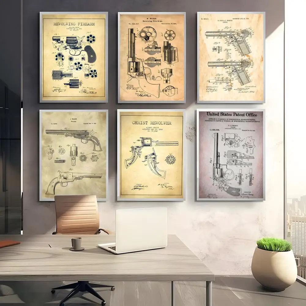 Ретро винтажный постер с оружием и пистолетом, многоцелевой настенный рисунок для гостиной, спальни, офиса, прихожей, бара, декор, идея подарка