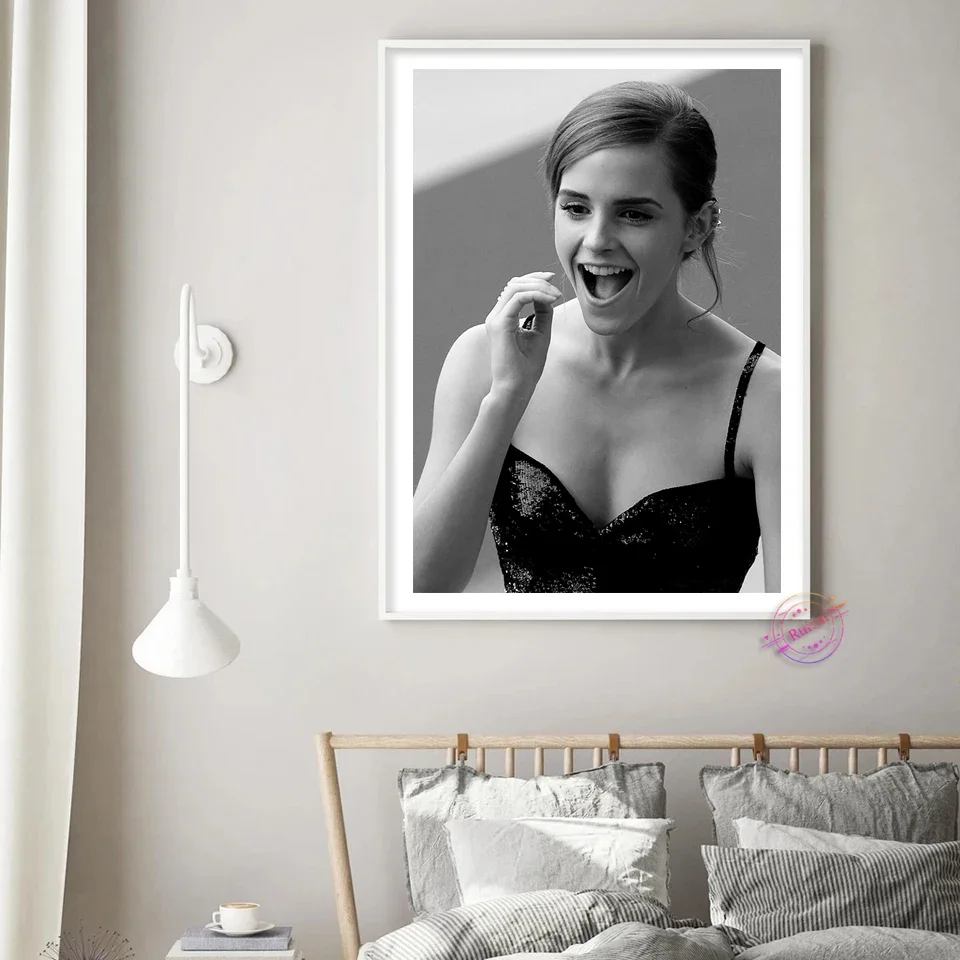 إيما واتسون المشارك الممثلة أبيض وأسود صورة HD قماش جدار الفن اللوحة يطبع غرفة المنزل الحديثة بار ديكور
