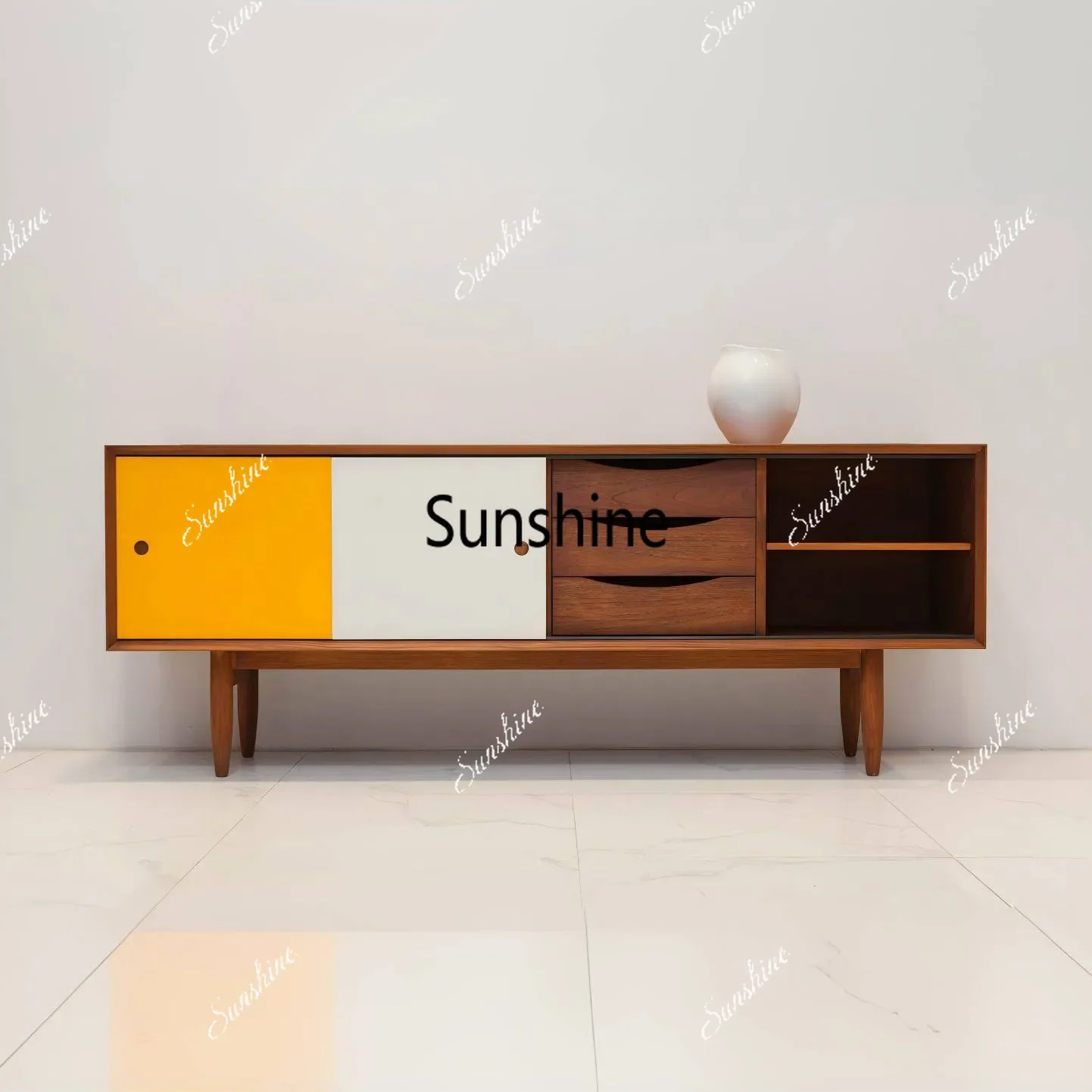 

Y.Dining side modern color solid wood TV cabinet living room floor storage